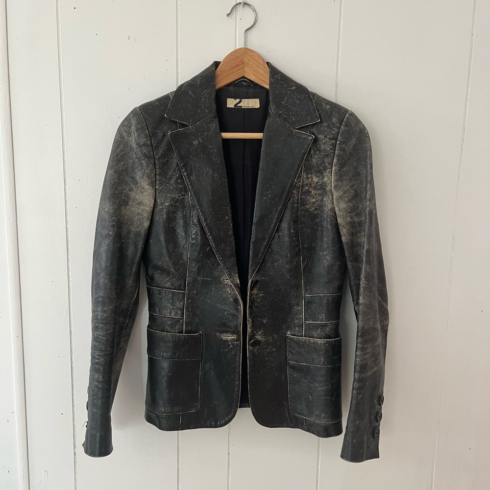 REAL goat leather distressed jacket